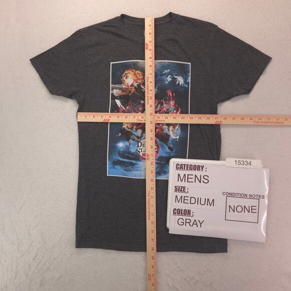 Demon Slayer Anime Short Sleeve Crew Neck Graphic T-Shirt Mens Size M Gray - Picture 5 of 9